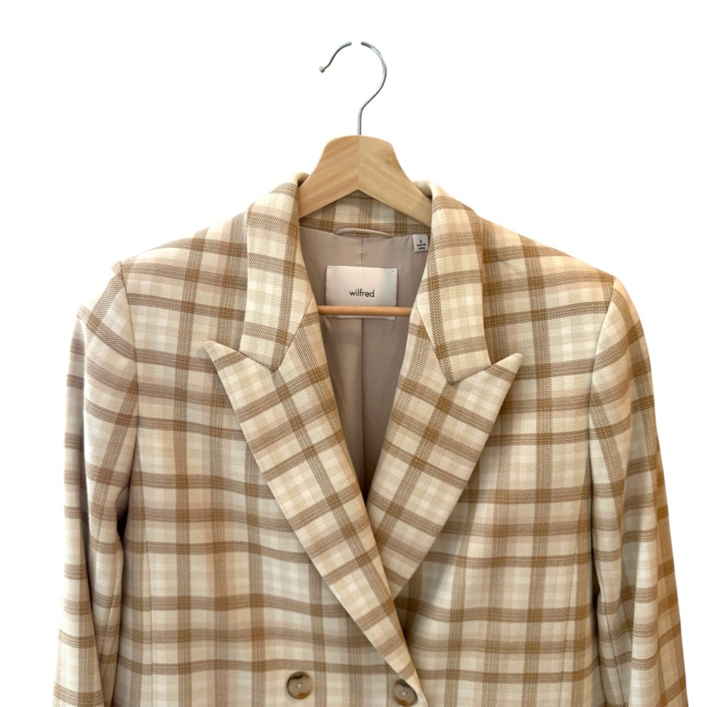 NWOT Wilfred Tan and Cream Plaid Blazer - Picture 13 of 16